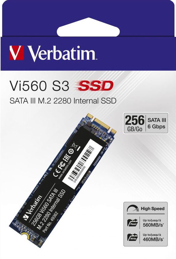 Verbatim Vi560 S3 256GB interne SSD (256 GB) 560 MB/S Lesegeschwindigkeit, 460 MB/S Schreibgeschwindigkeit