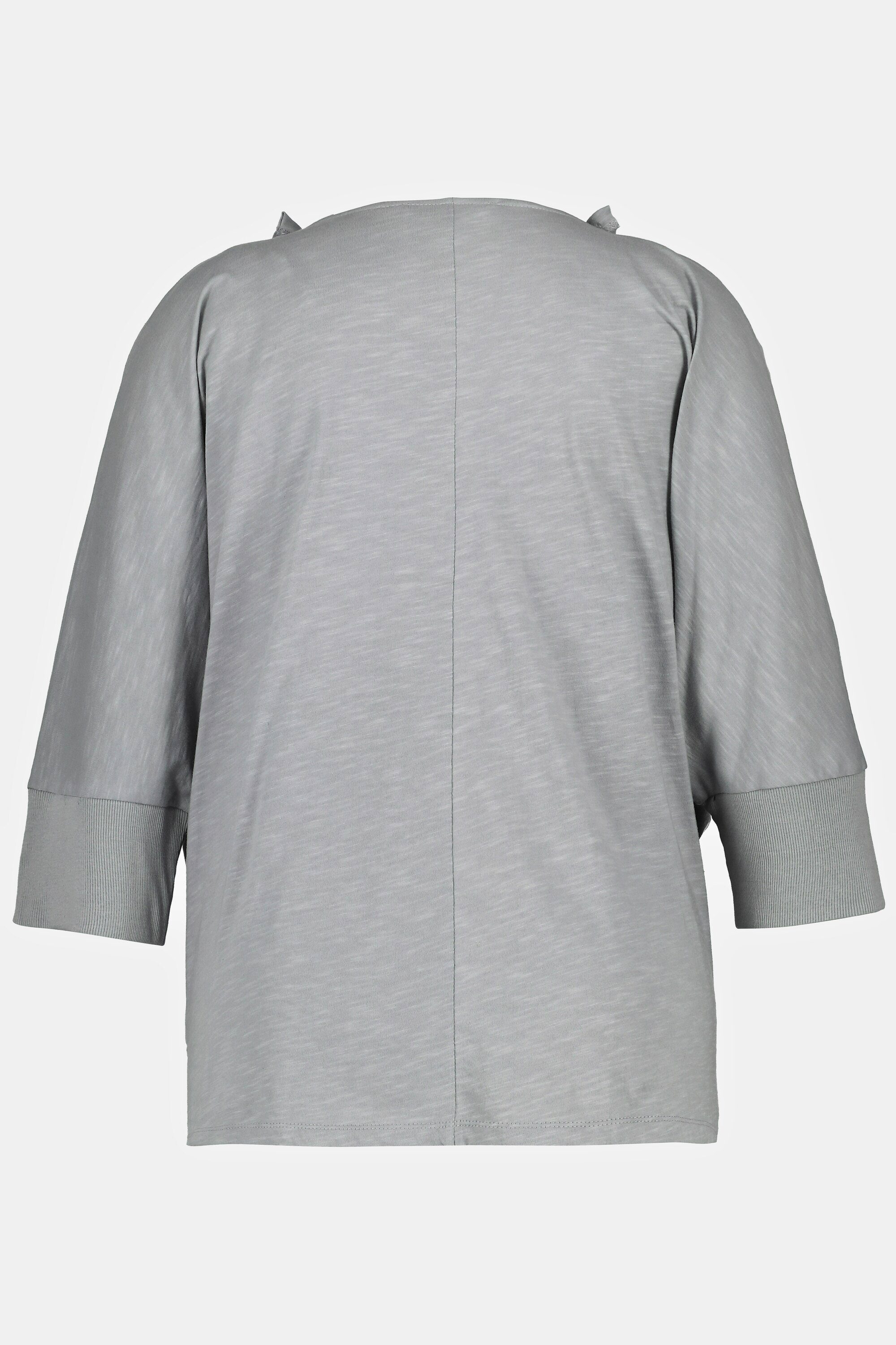Ulla Popken Shirtjacke Bellieva-Shirtjacke Schulterknopf 3/4-Arm GOTS