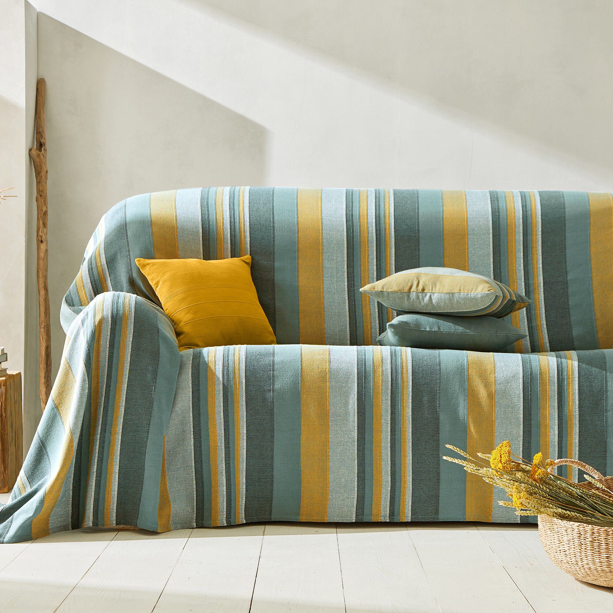 Plaid jeté multicolore coton tissage artisanal