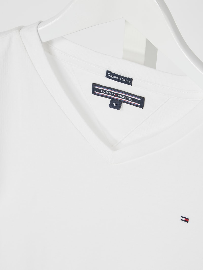 T-Shirt mit Logo-Stickerei in weiß