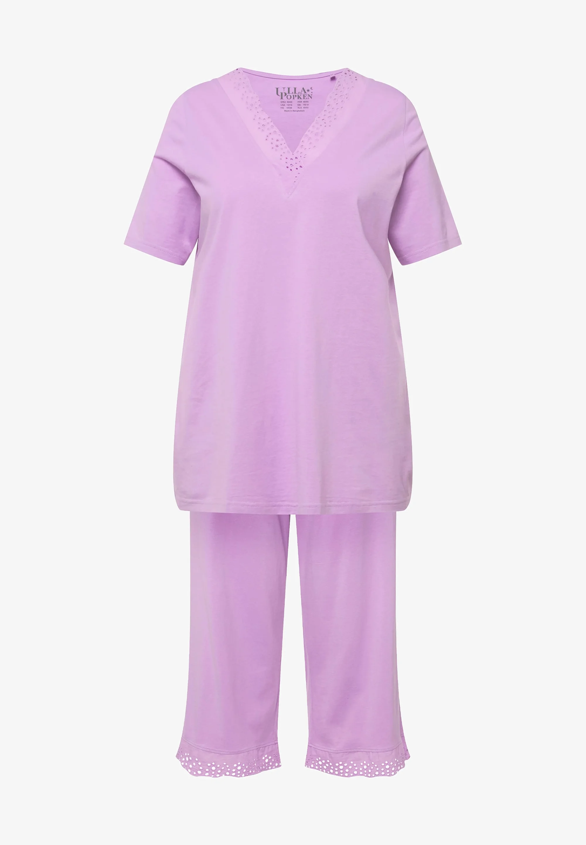 Ulla Popken SET LOCHSTICKEREI HALBARM - Pijama