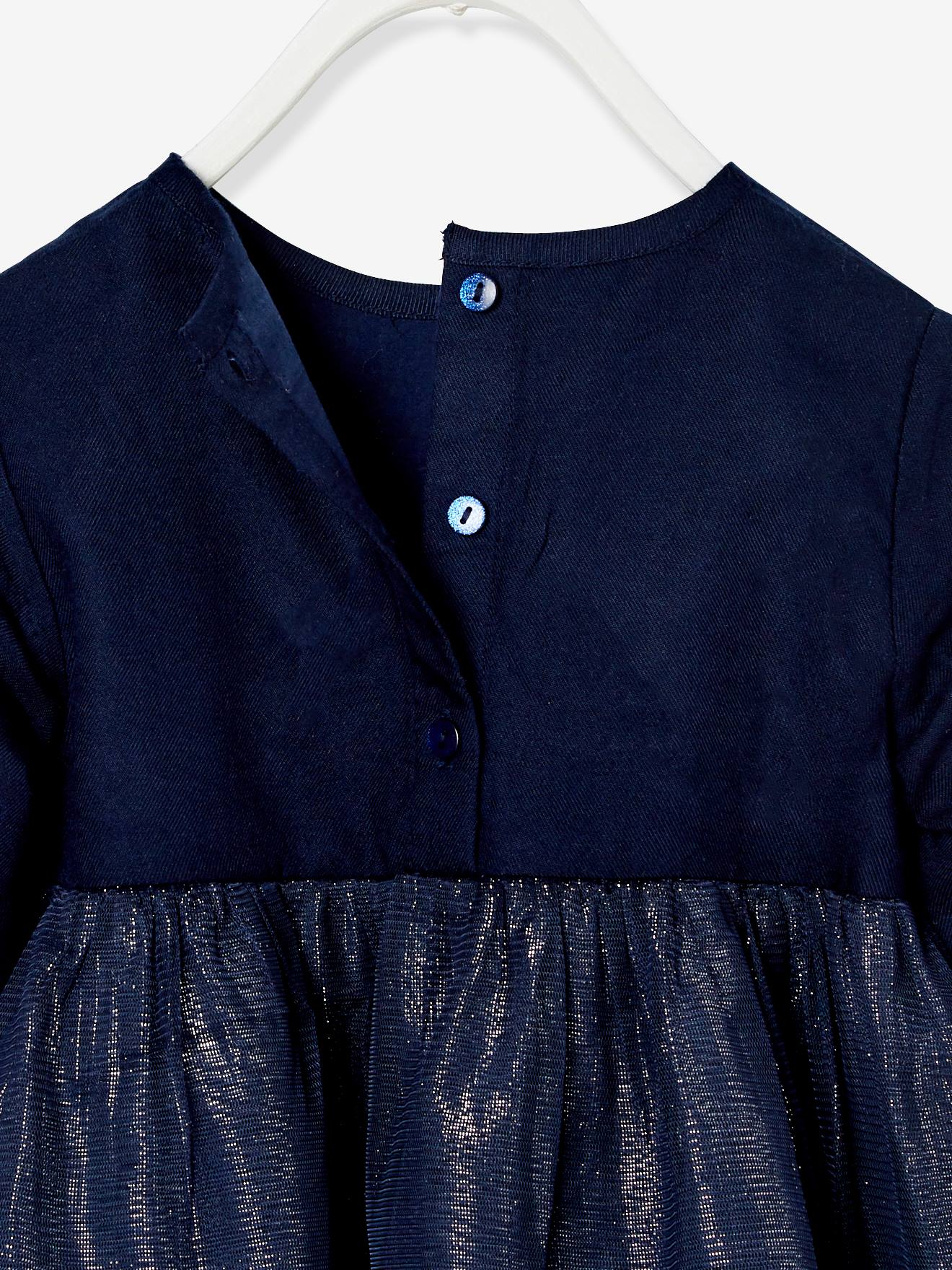 Robe de fêtes bébé avec paillettes bleu encre
