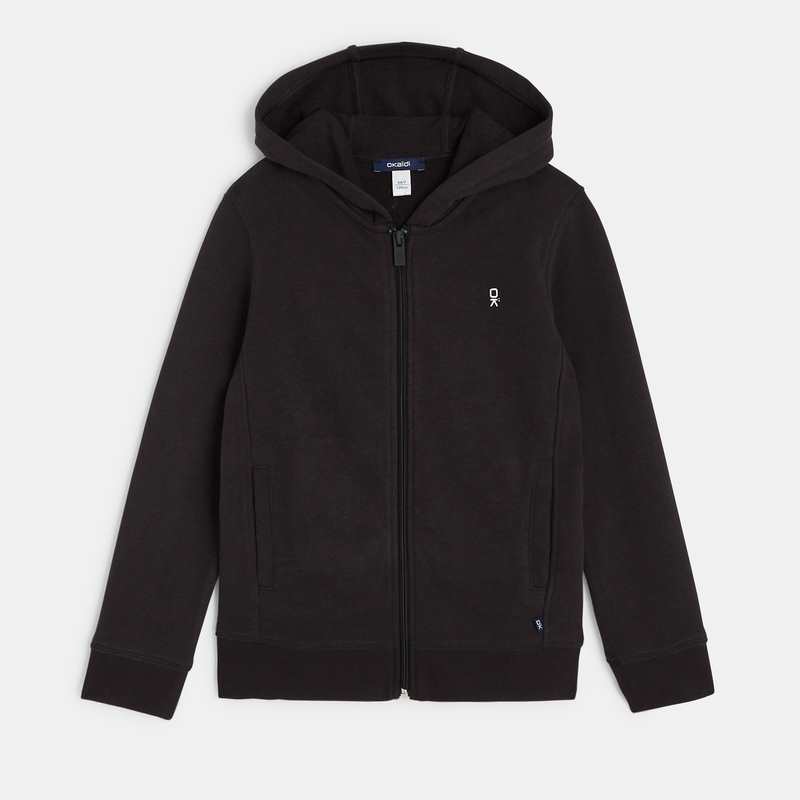 Sweat-shirt uni à capuche noir garçon