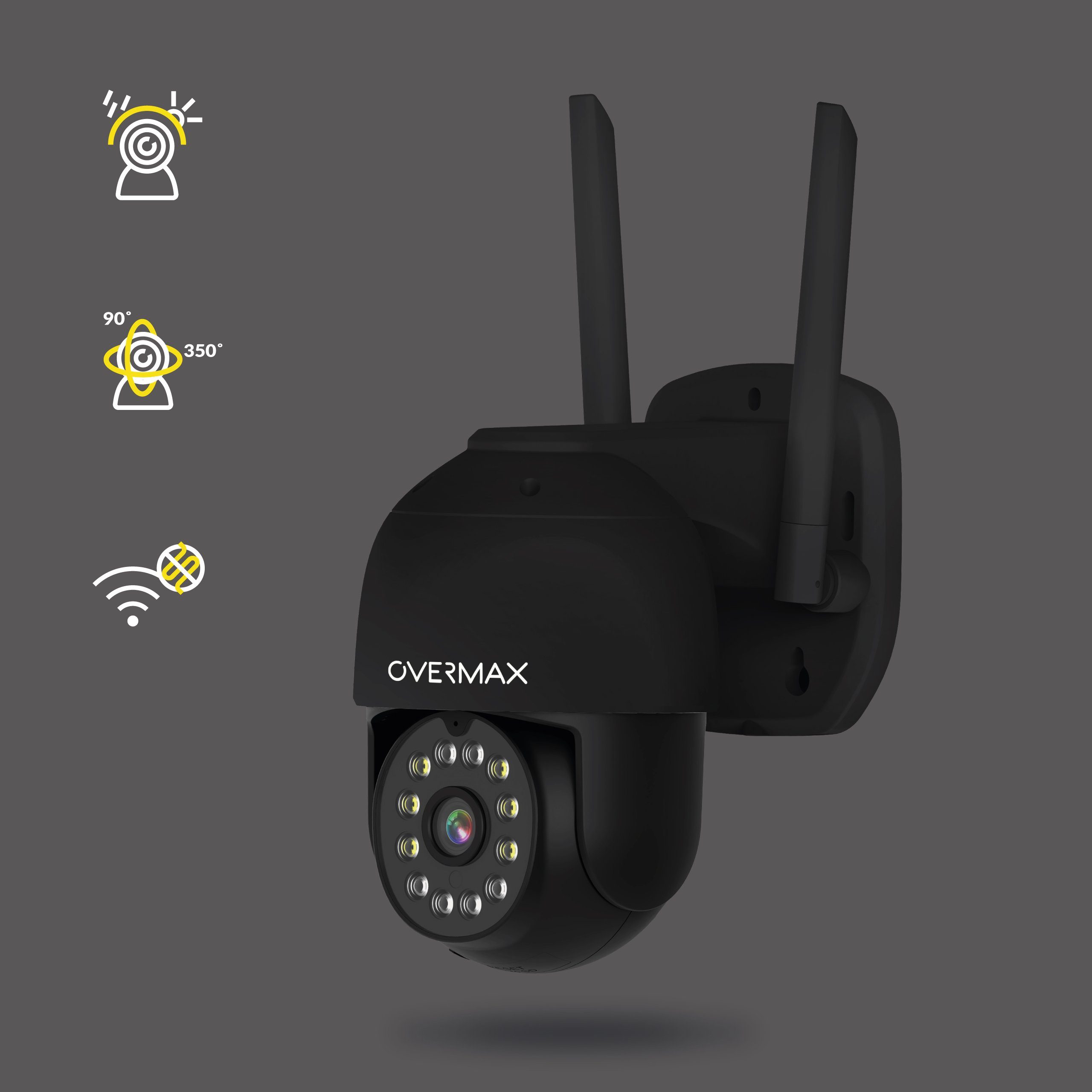 Overmax CAMSPOT 4.95 Überwachungskamera (Aussenbereich, Innenbereich, Set, Smart Wi-Fi PTZ-Kamera, Netzkabel mit Adapter, Montagesatz, 2560 x 1440 QHD/2.5K Video, Beste Multifunktionskamera)