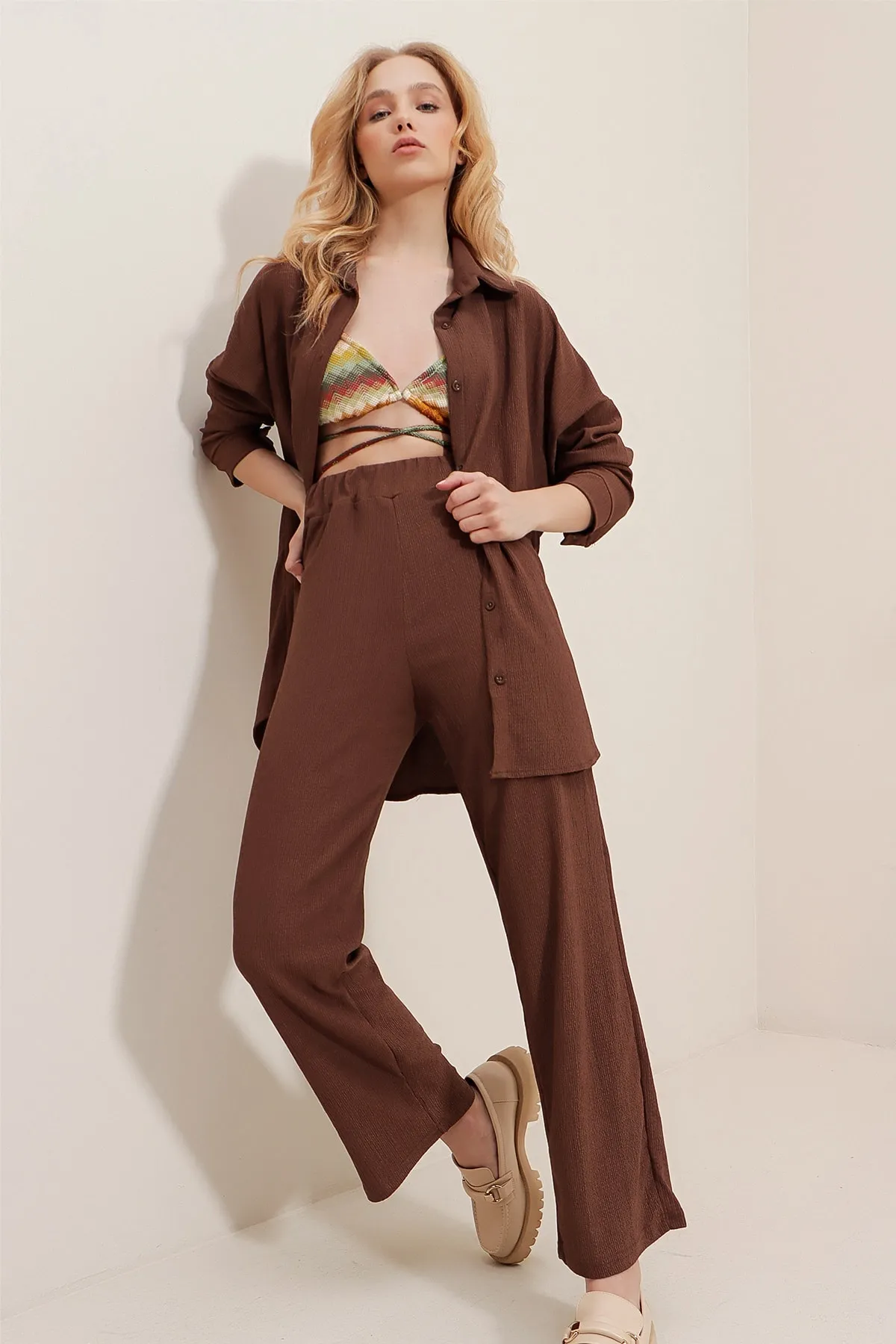 Trend Alaçatı Stili  Hemd - Braun - Relaxed Fit