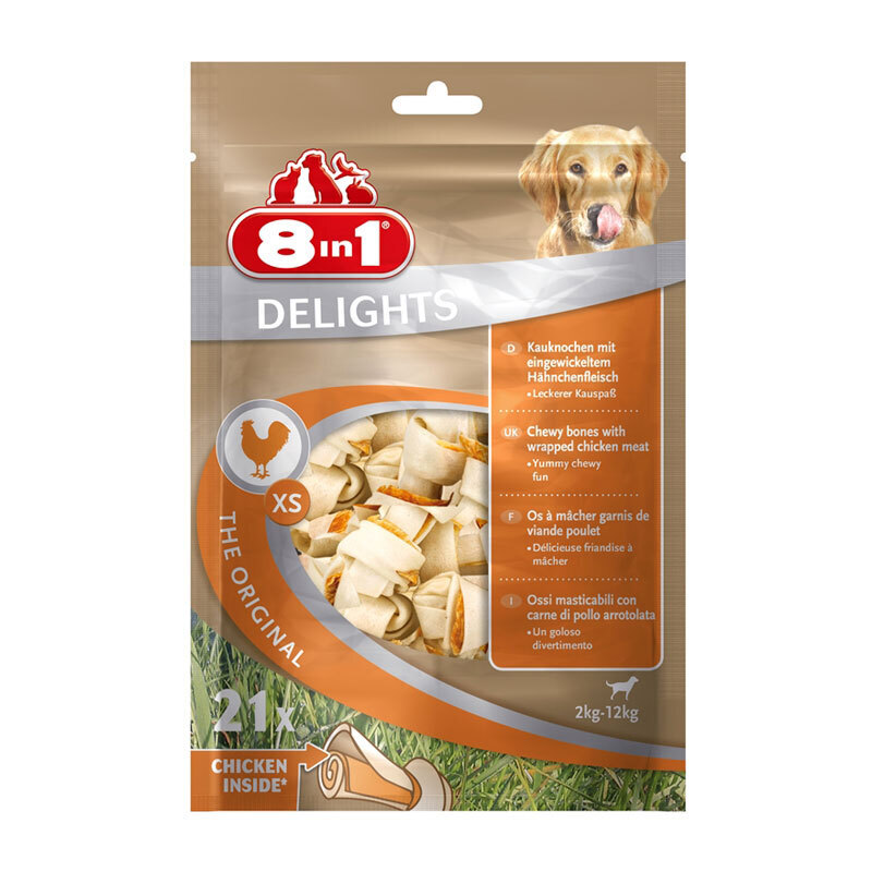 8in1 Snacks 8in1 Delights Kauknochen Hähnchenfleisch im Beutel XS 21 Stück