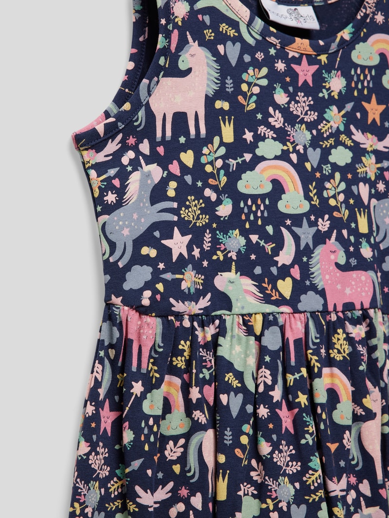 Minikleid mit Allover-Muster in marineblau