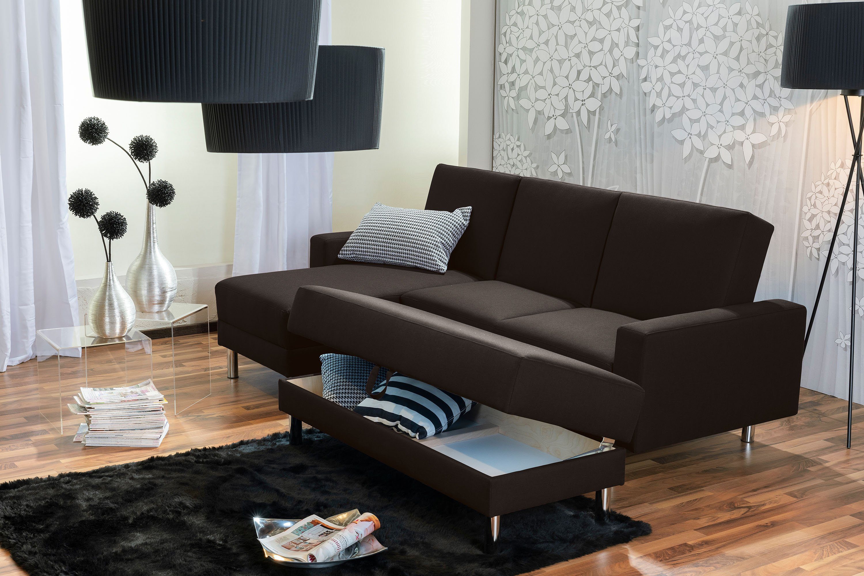 Max Winzer® Loungesofa Just Fashion Funktionssofa Flachgewebe schoko, 1 Stück, Made in Germany