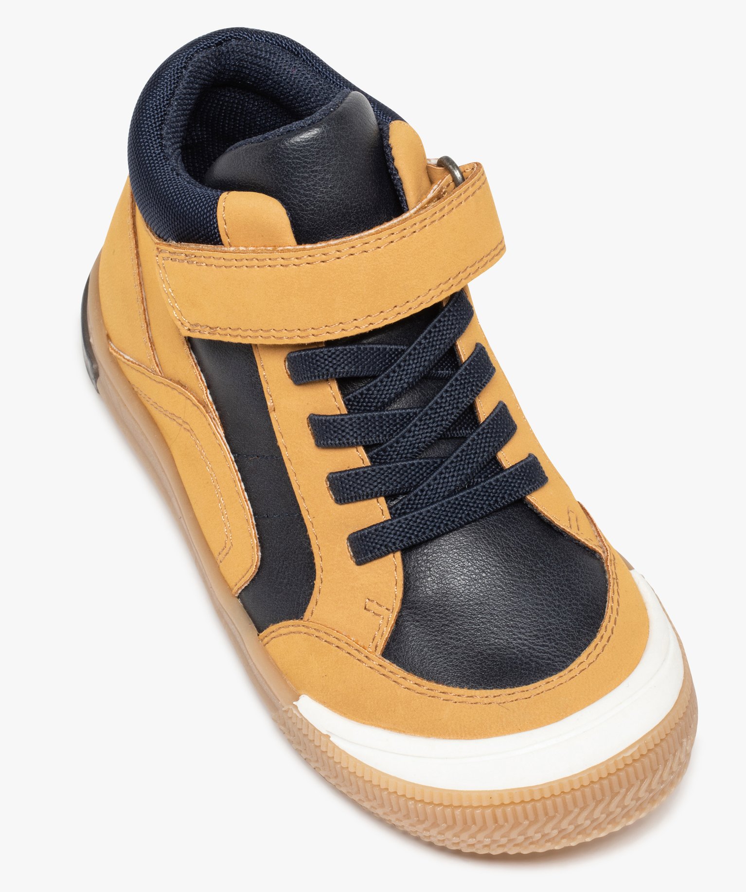 Baskets Garçon mid-cut bicolores à bout renforcé camel | GEMO