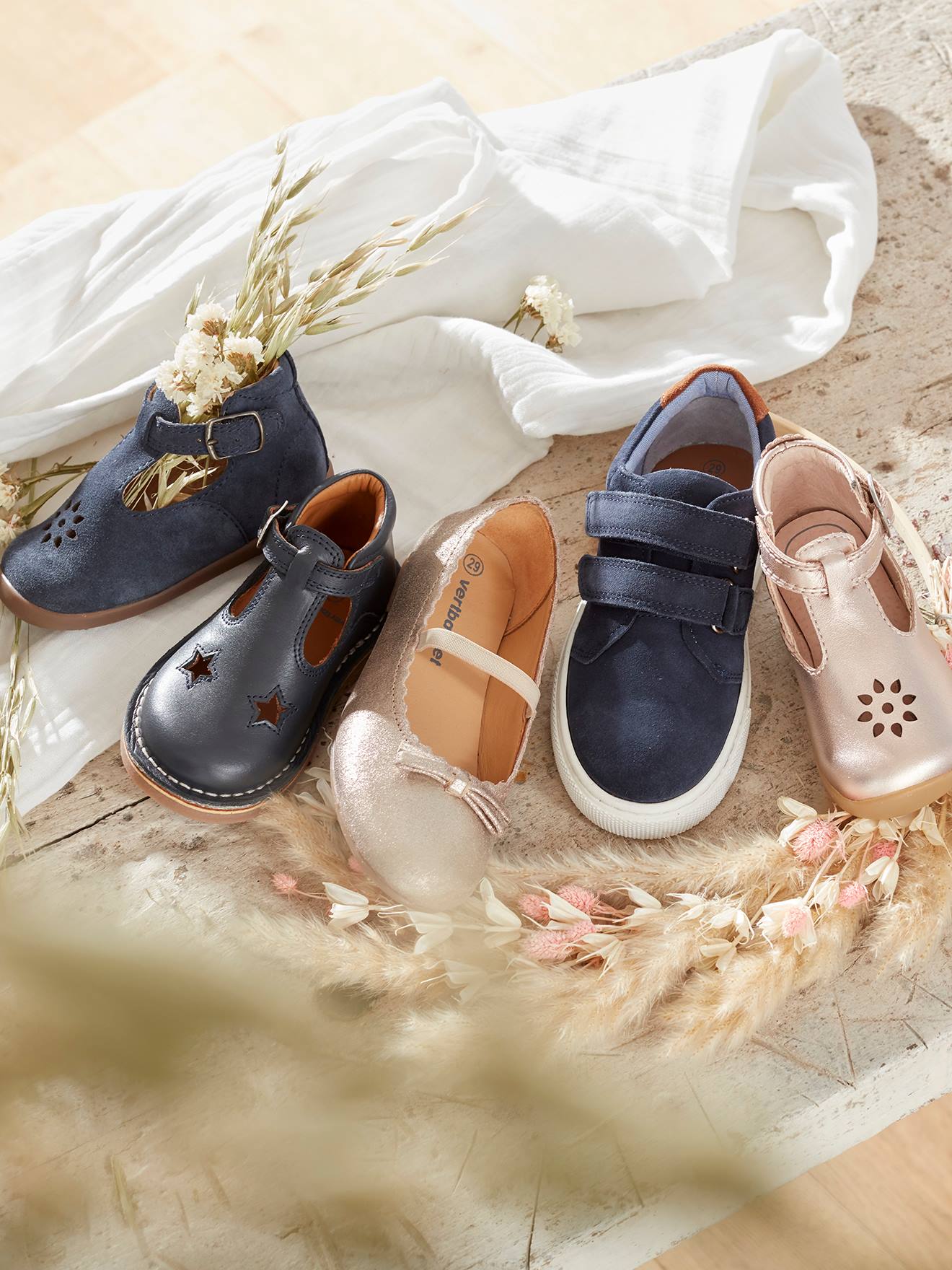 Derbies scratchés cuir garçon marine