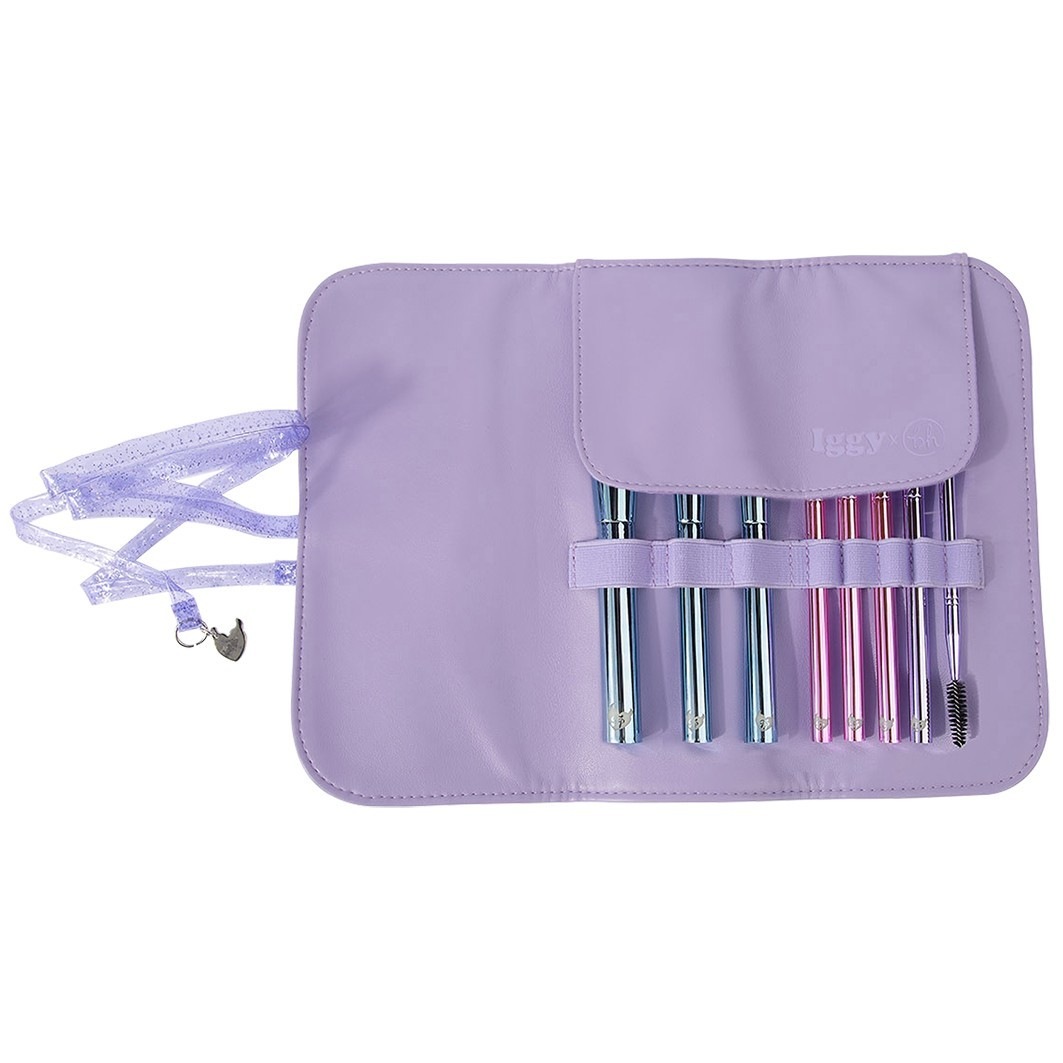 The Total Package - 8 Piece Face & Eye Brush Set with Wrap