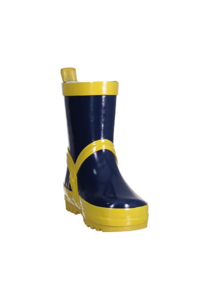 Playshoes Gummistiefel uni in Marine/Gelb günstig kaufen