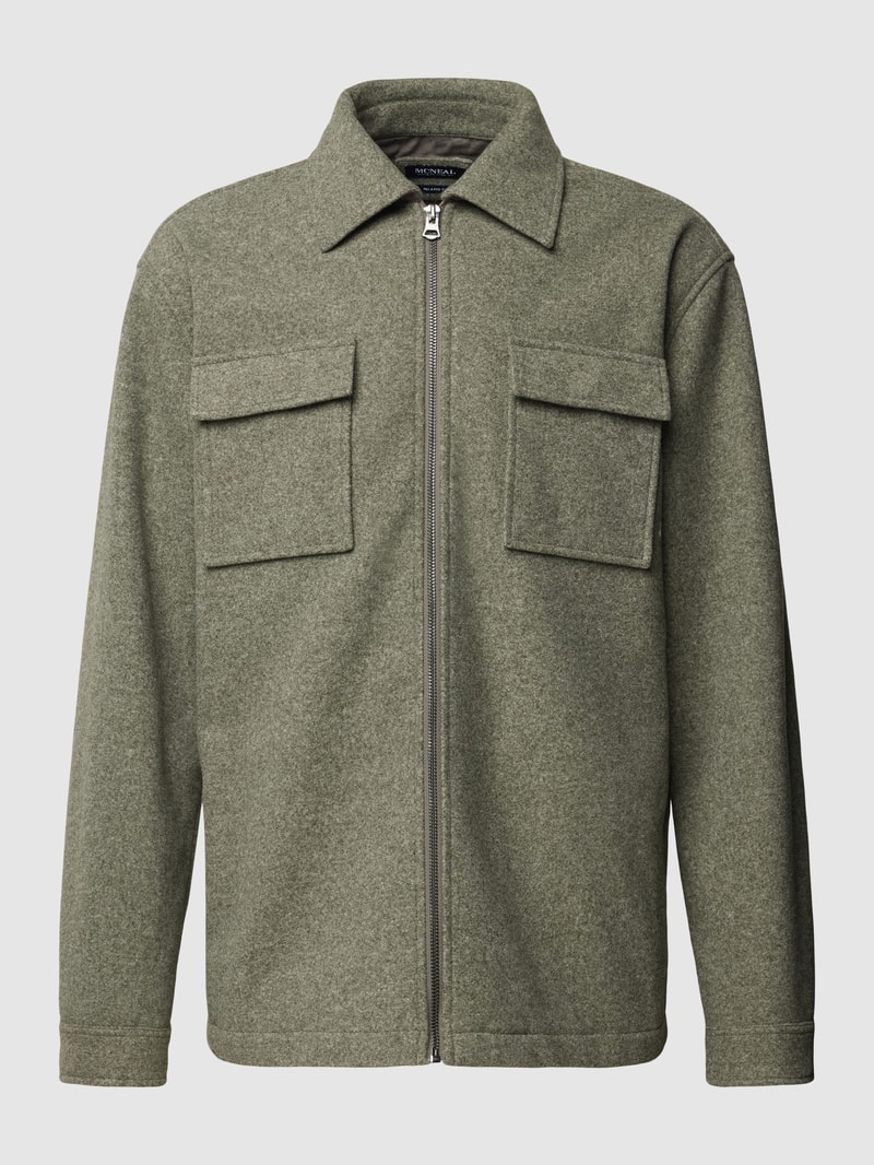 Hemdjacke in melierter Optik in dunkelgrau meliert
