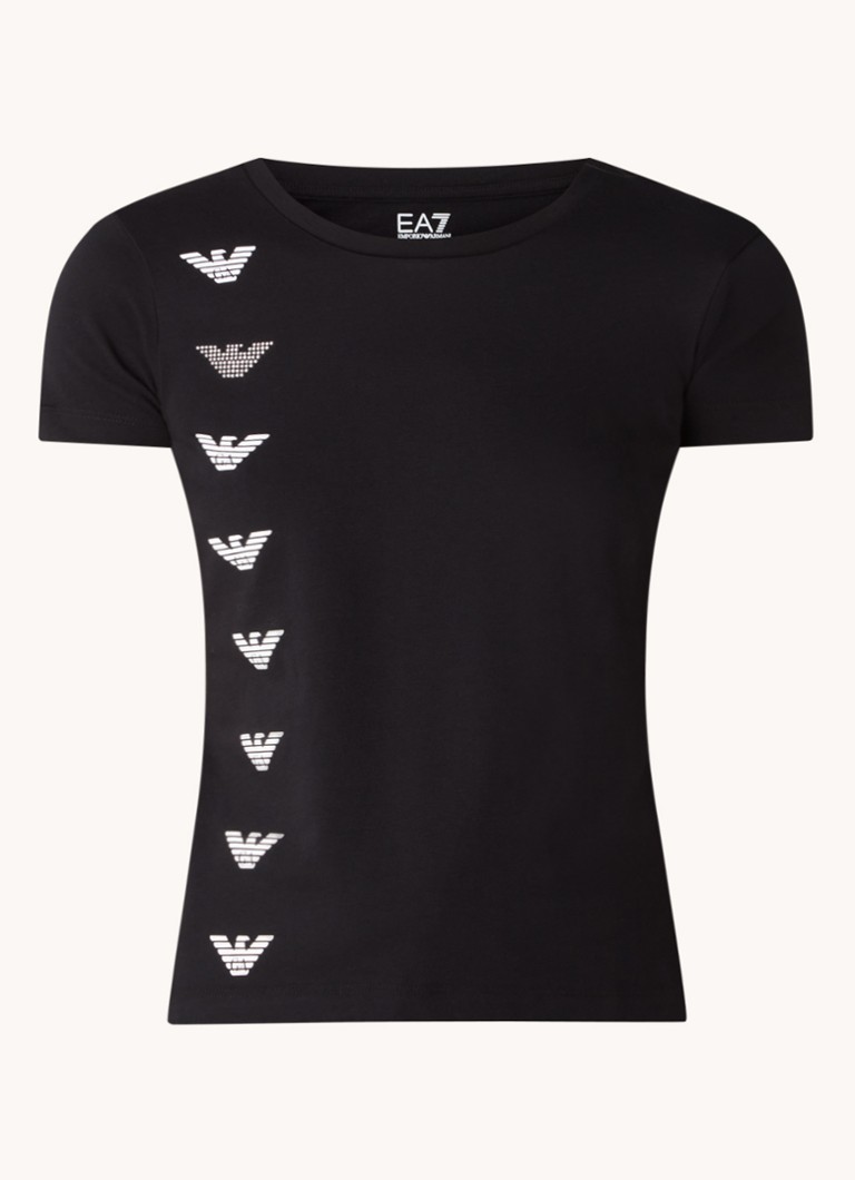 Emporio Armani Training T-shirt with logo print and rhinestone decoration