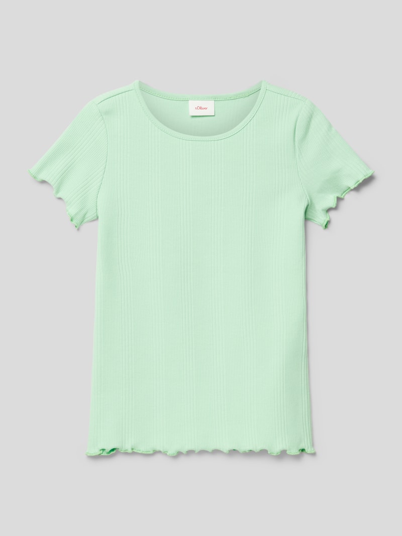 T-Shirt mit Muschelsaum in mint
