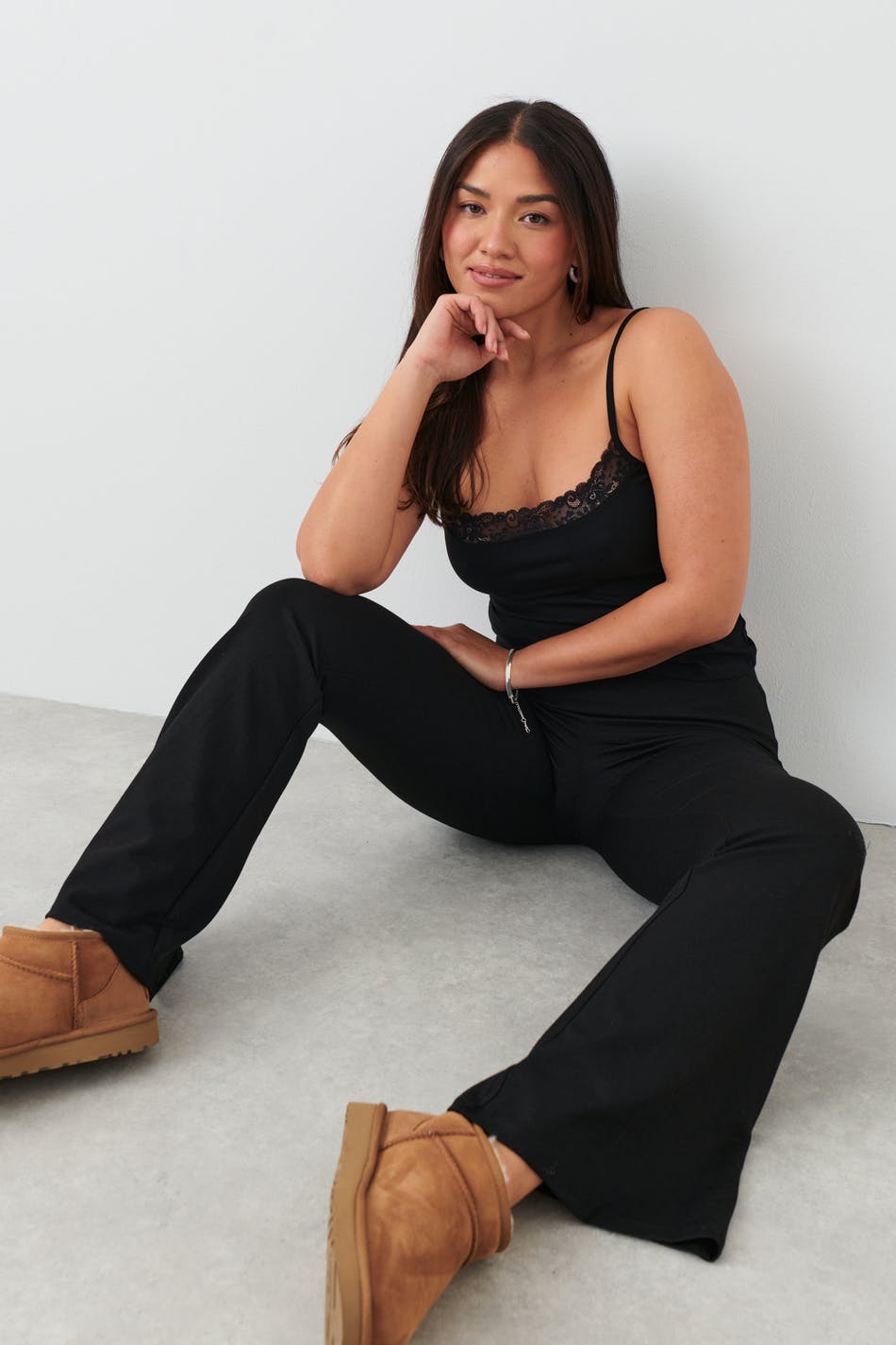 Flare jersey trousers