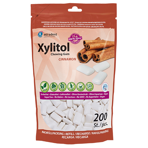 MIRADENT Xylitol Chewing Gum Zimt Refill  200 St  Kaugummi