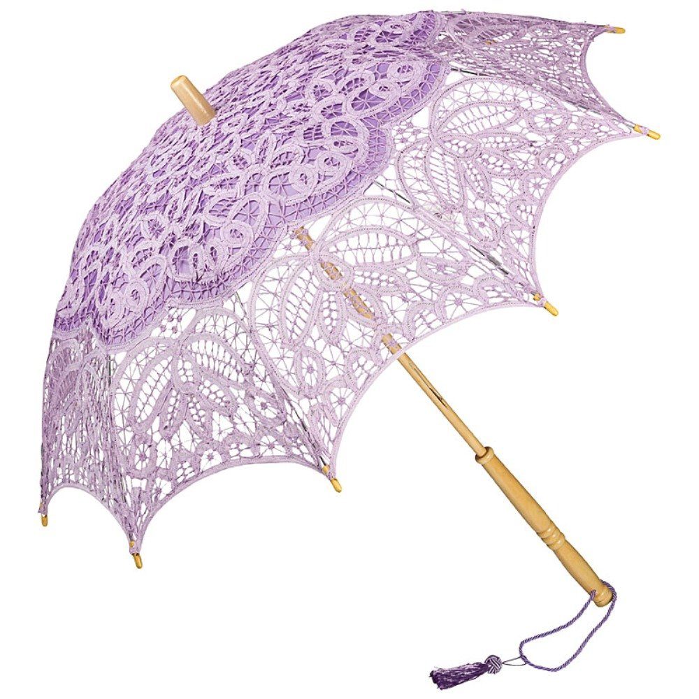 von Lilienfeld Stockregenschirm Hochzeitsschirm Brautschirm Vivienne Spitze Deko Sonnenschirm, Spitzenschirm
