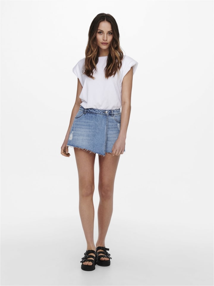 ONLY Trendige Shorts Denim Minirock-Style Knopfleiste in Hellblau günstig kaufen