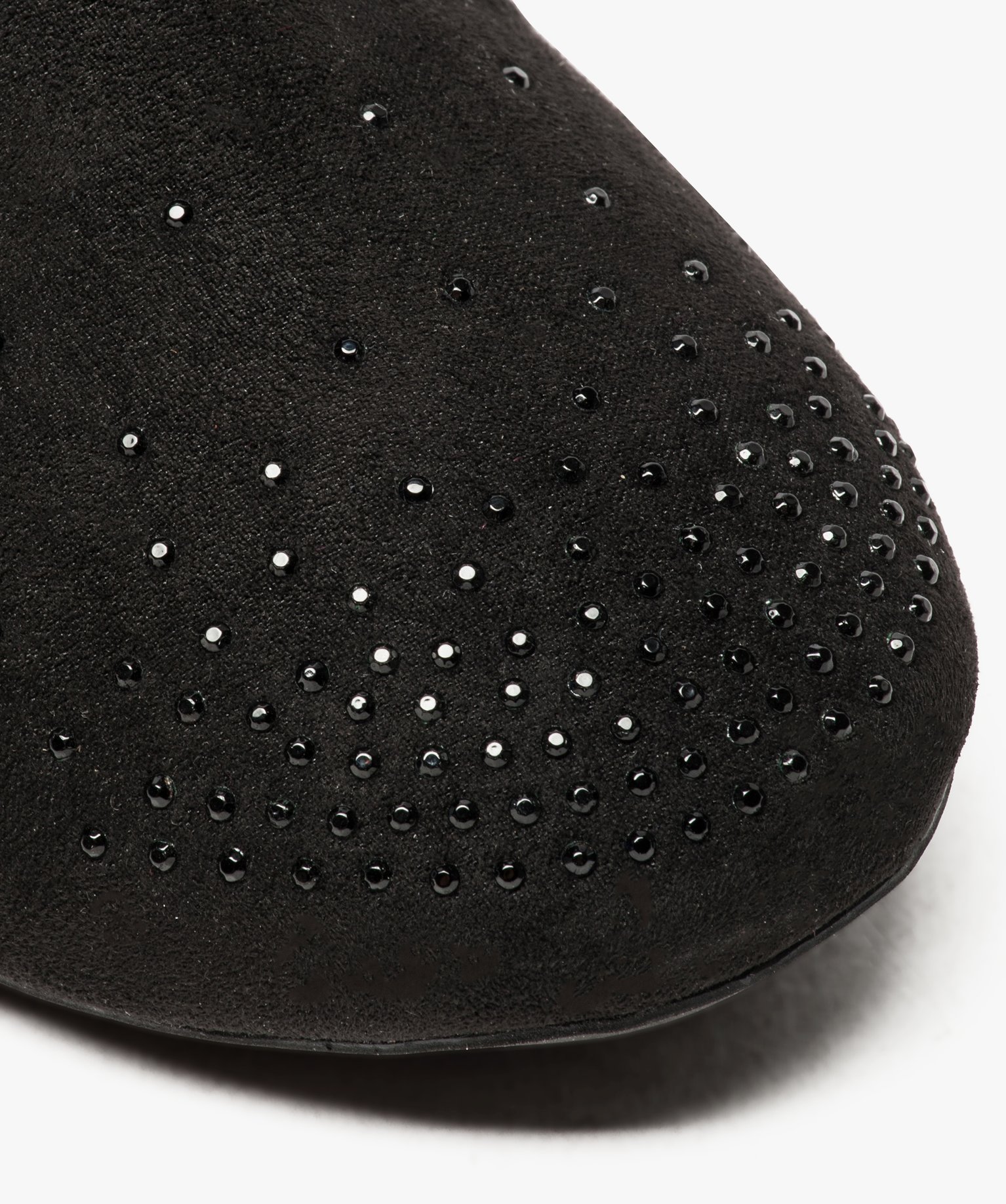 Ballerines femme style slippers unies avec strass noir | GEMO