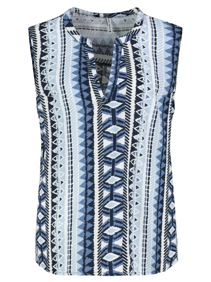 Fresh Made Blusentop in Blau / Creme günstig kaufen