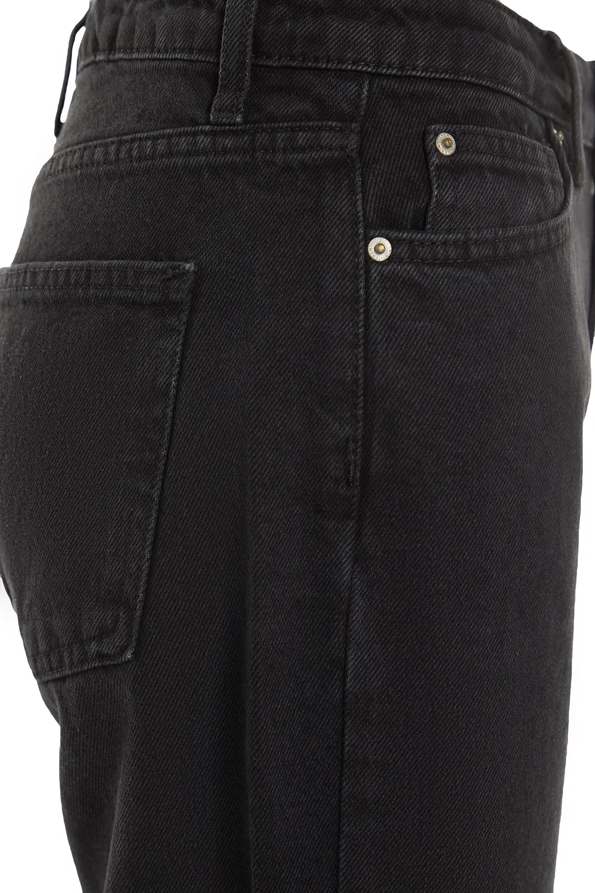 Trendyol Collection  Schwarze Petite-Jeans mit hoher Taille und weitem Bein TWOAW22JE0605