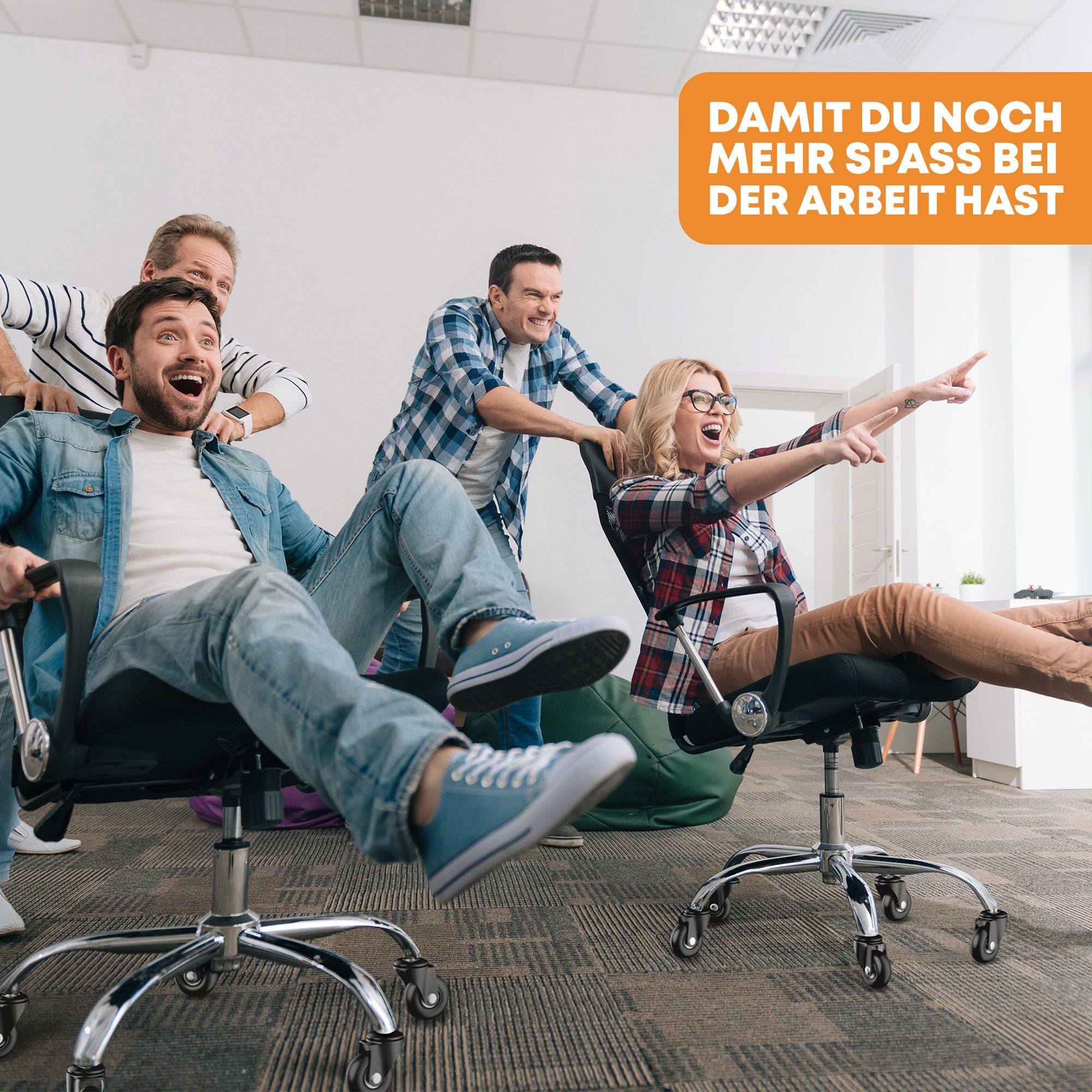 AMZHANDEL Stuhlrolle Hartbodenrollen Ø48mm für Ihren Bürostuhl mit 10 oder 11mm Stift, (5xBürostuhlrollen, 5-St), vermeidet Kratzer & Macken