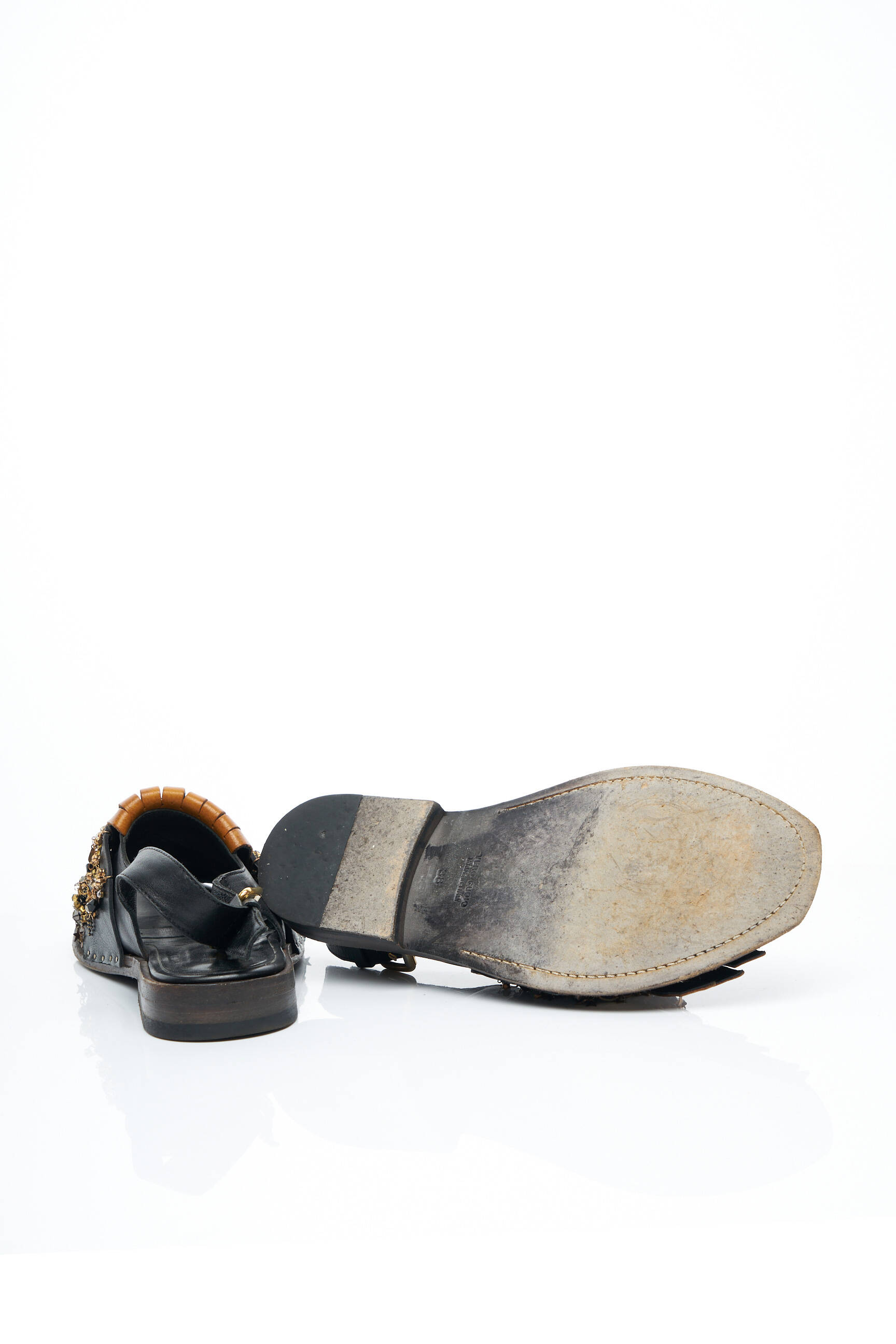 Leather Crown Sandales Nu Pieds Femme couleur noir