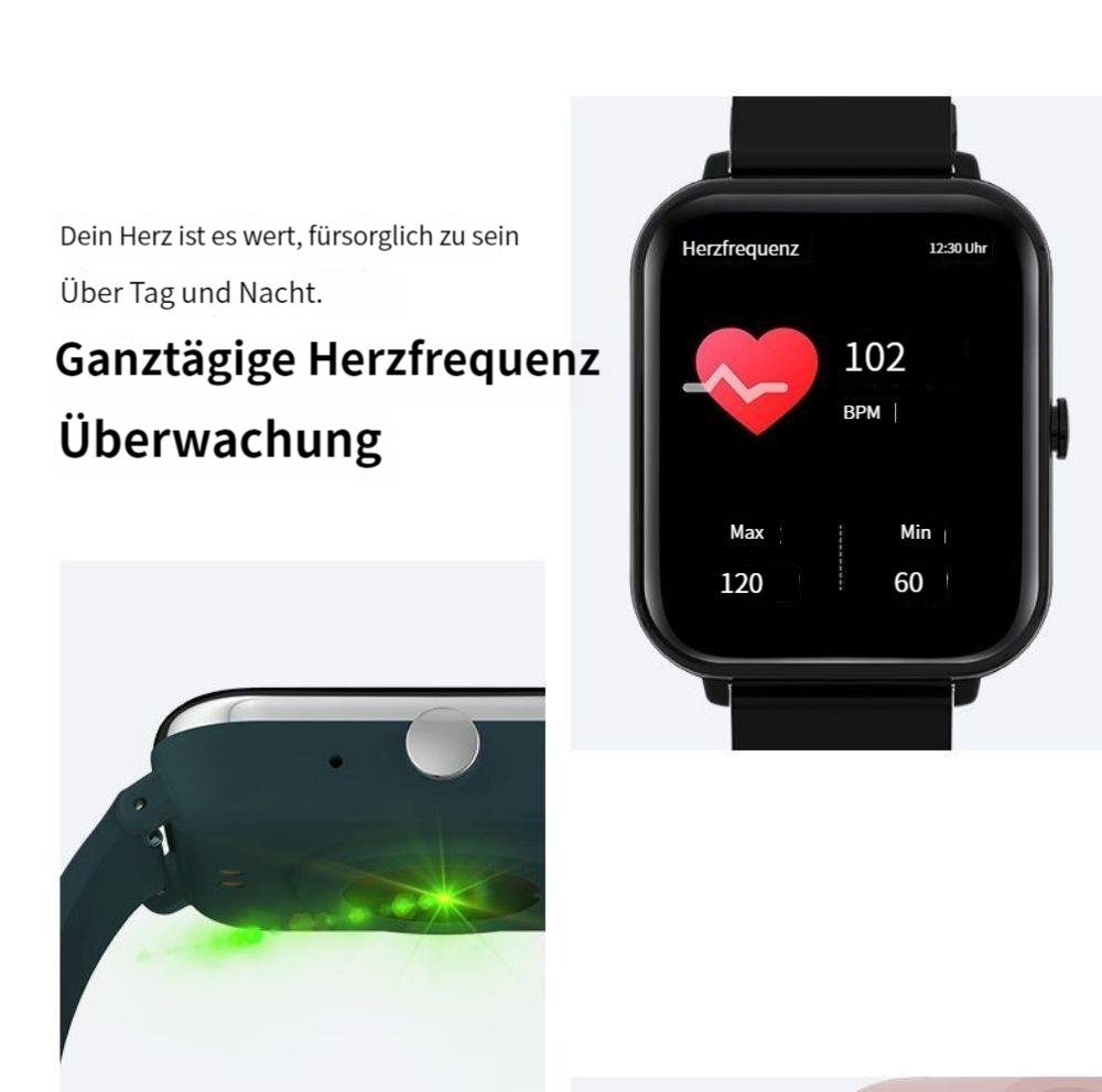 Makibes I30E Smartwatch (1.85 Zoll), Nachrichtenerinnerung, Damen Herren Smartwatch, Blutdrucküberwachung