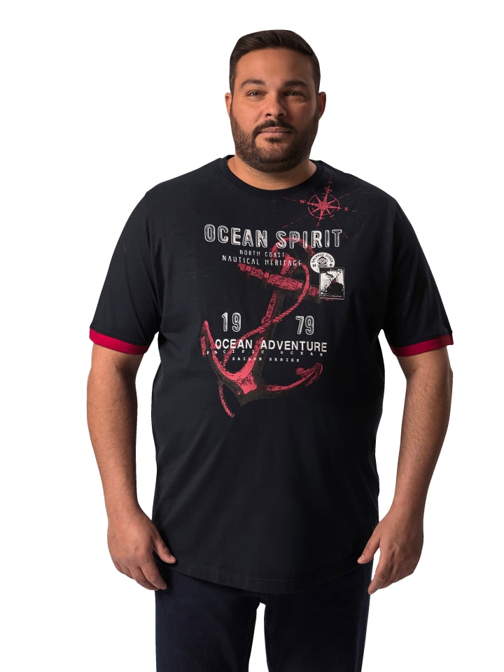 Men Plus Kurzarm T-Shirt in navy blau günstig kaufen