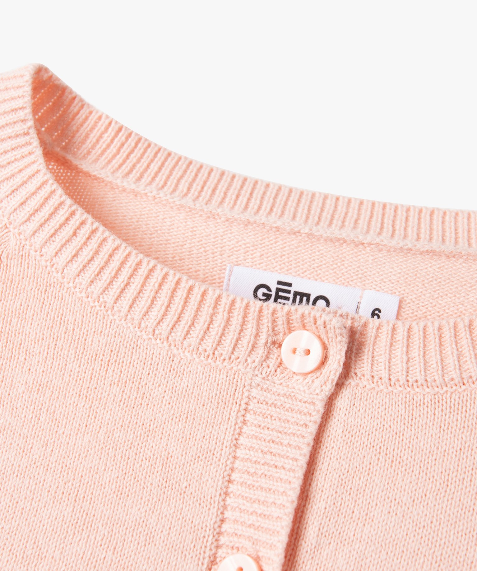 Gilet fille court en maille fine ajourée rose | GEMO
