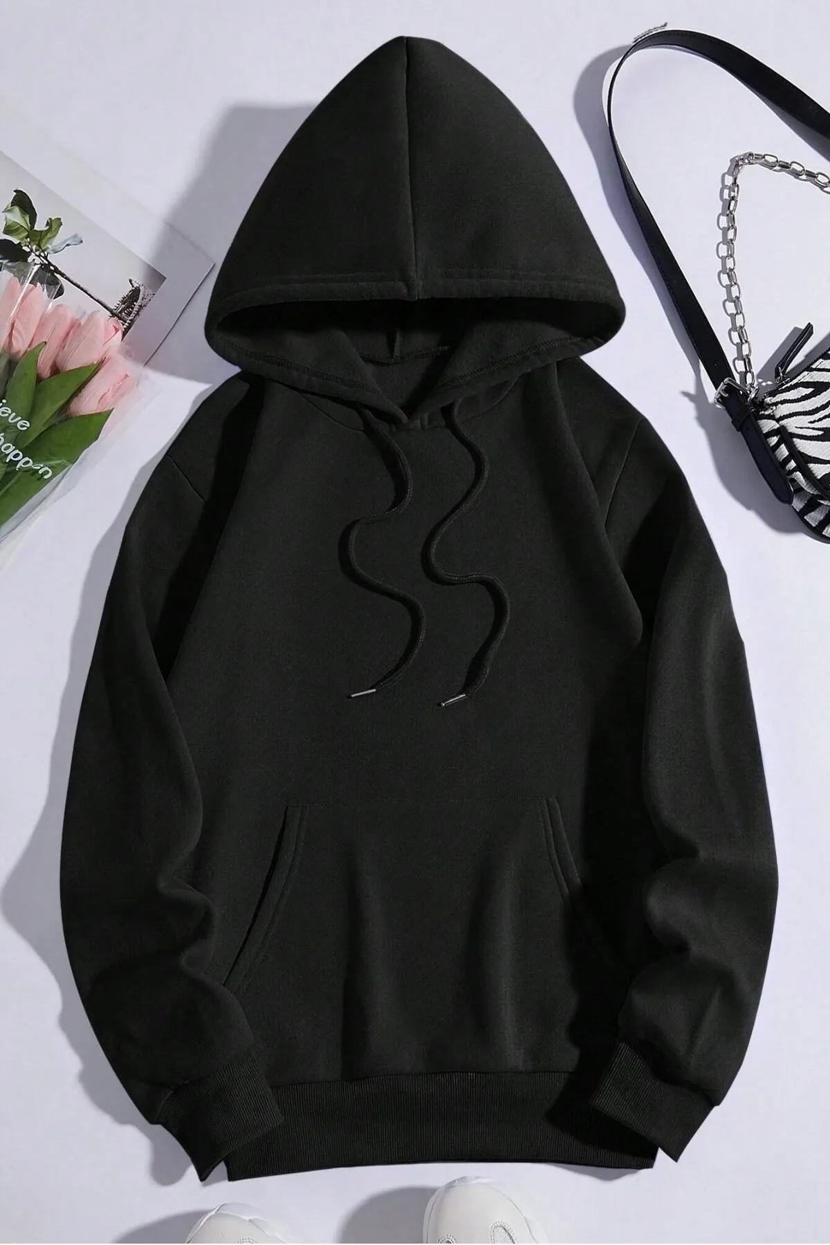 MODAGEN  Schwarzes Unisex-Kapuzenpullover mit New York Brooklyn-Aufdruck in Übergröße
