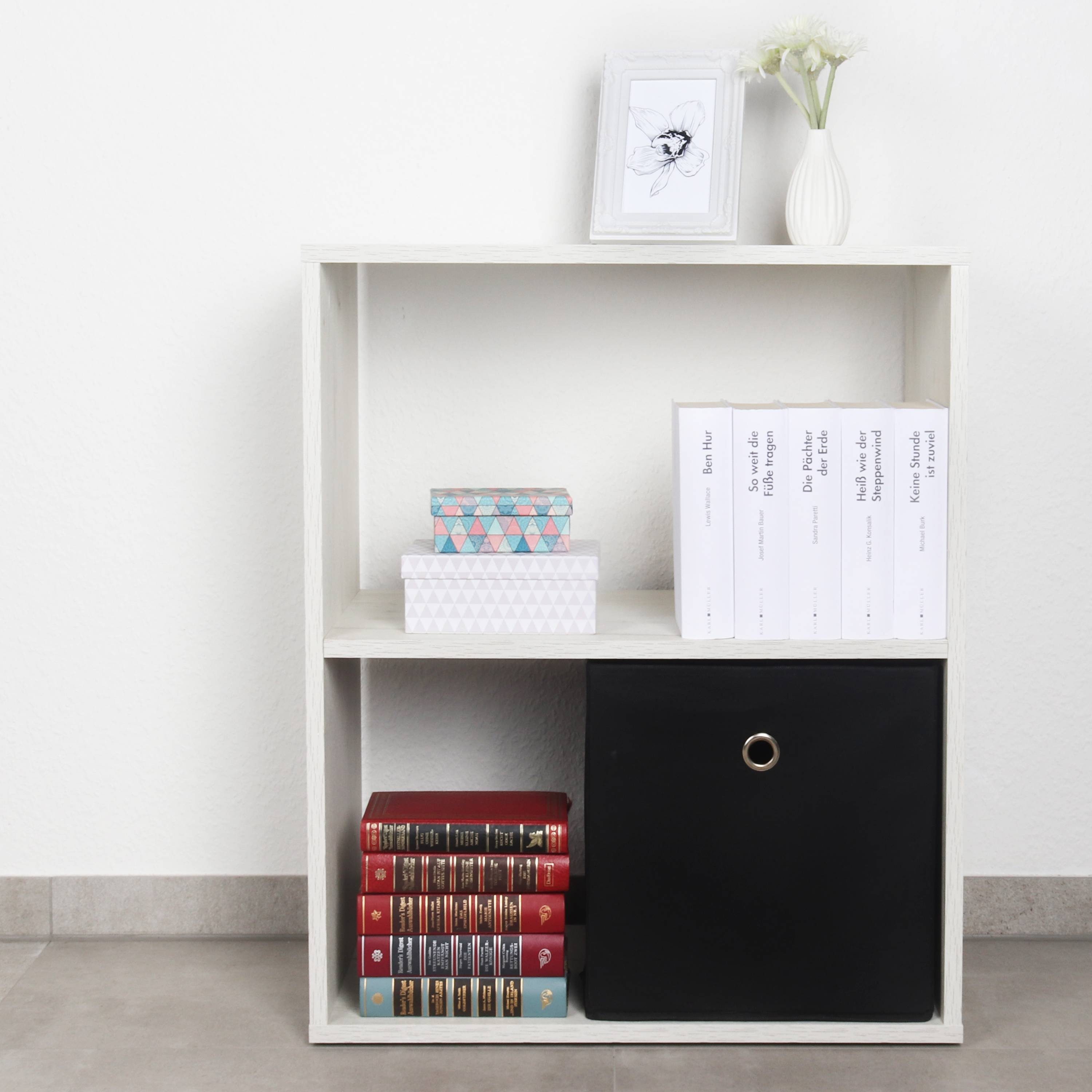 RICOO Aktenregal WM111-EP, Kleiner Beistelltisch Standregal kleines Bücherregal Nachttisch Ablage