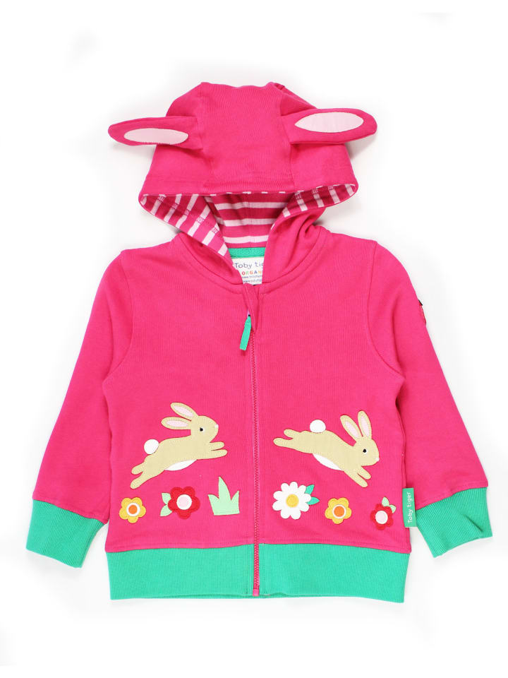 Toby Tiger Hasen Sweatjacke mit Hasen Applikation in rosa günstig kaufen