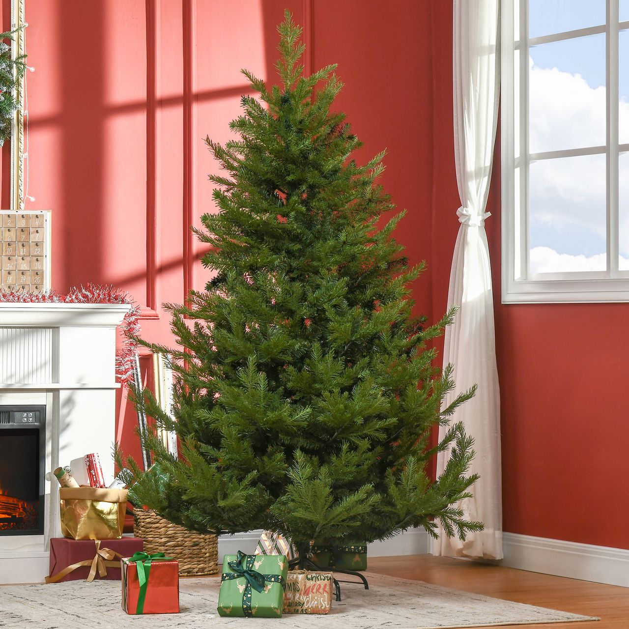HOMCOM 180 cm Weihnachtsbaum Künstlich Naturgetreu Dichte Zweige mit 1942 Astspitzen realistisches Aussehen Grün