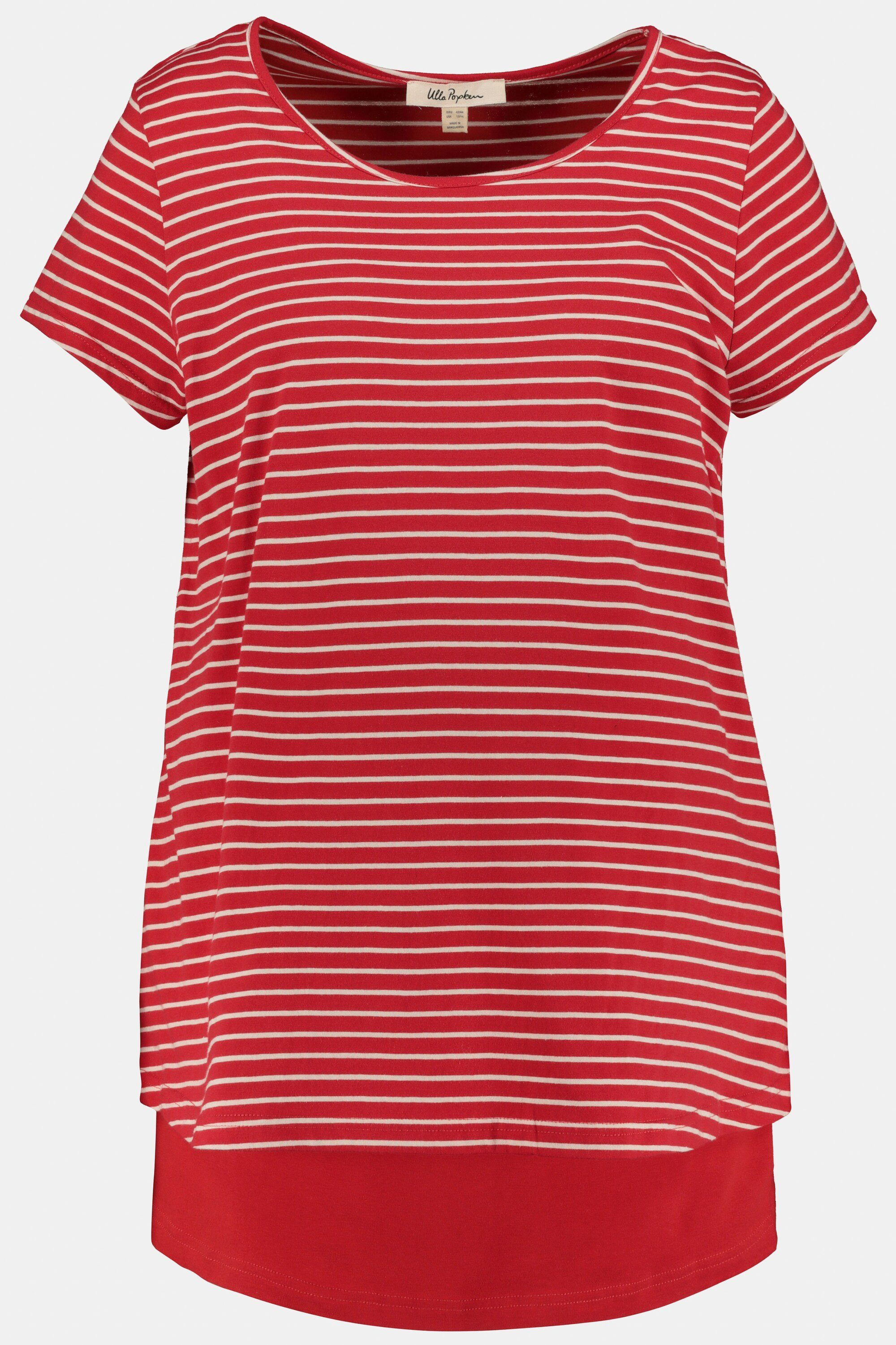Ulla Popken Umstandsshirt Bellieva-Shirt doppellagig Ringel Shirt GOTS