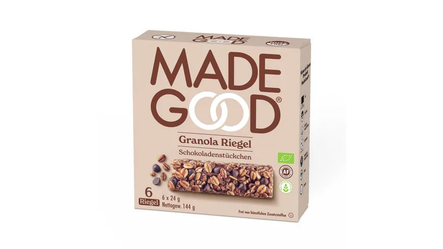 MADEGOOD Bio Granola Riegel mit Schokoladenstücken 144 g