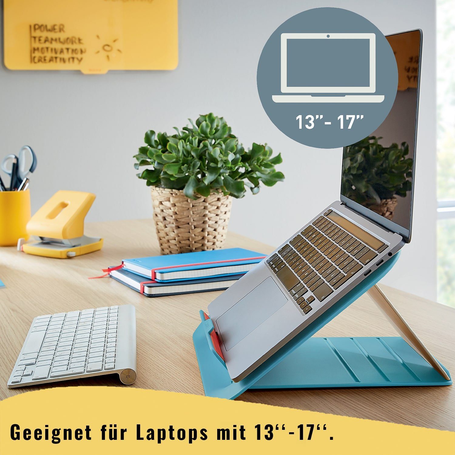 LEITZ Cosy Laptop Aufsteller Laptop-Ständer, (bis 17 Zoll, höhenverstellbar 162mm bis 195mm, zusammenklappbar)