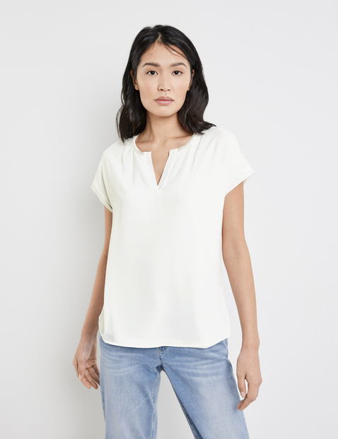 Blusenshirt mit Chiffon-Overlayer
