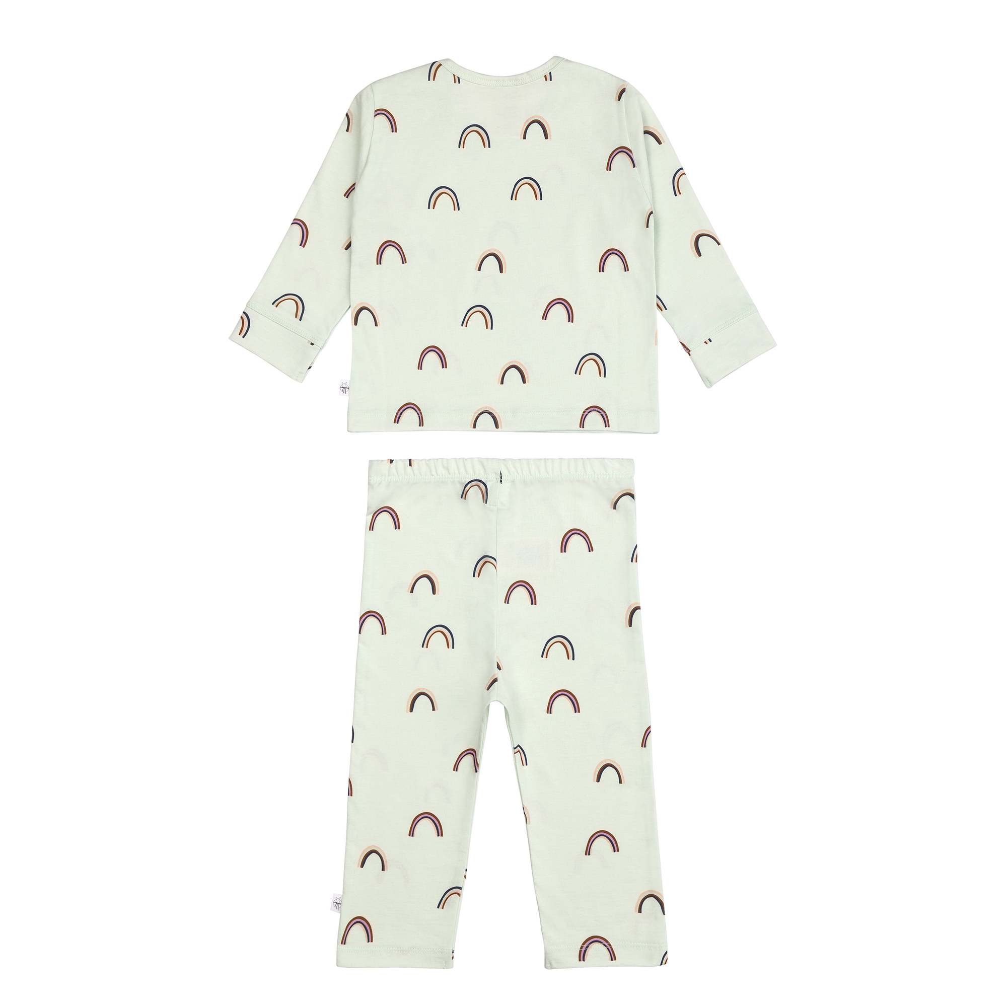 Kinder Pyjama lang - Bio Baumwolle, Regenbogen Mint