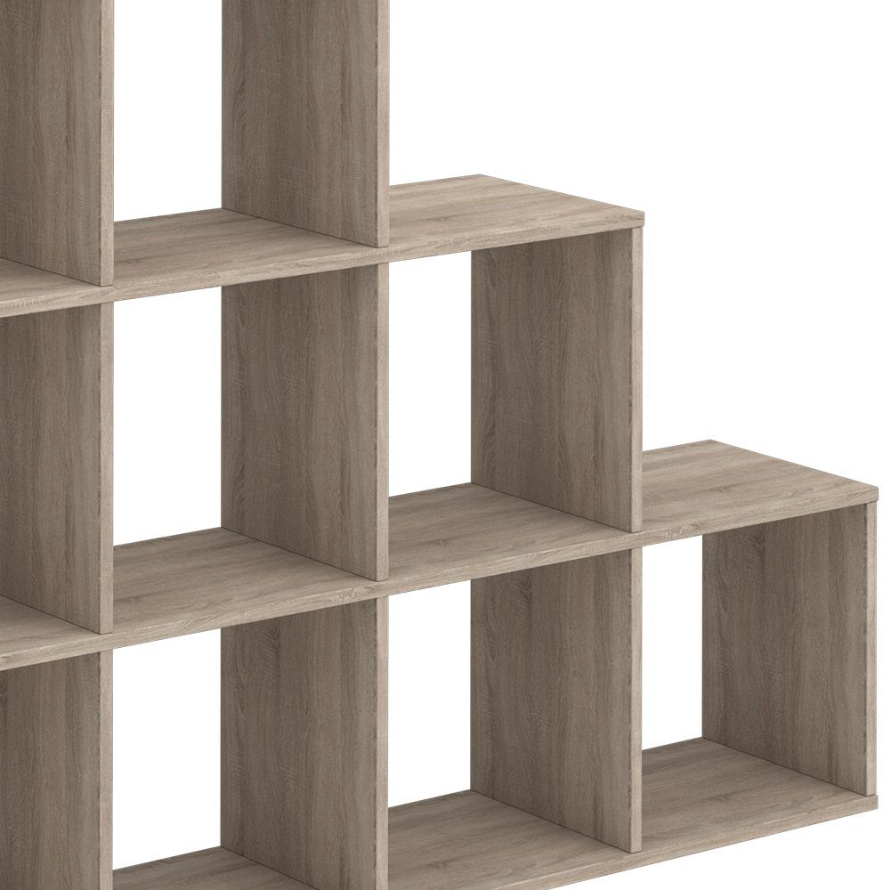 Vicco Raumteiler Treppenregal Bücherregal 9 Fächer Sonoma