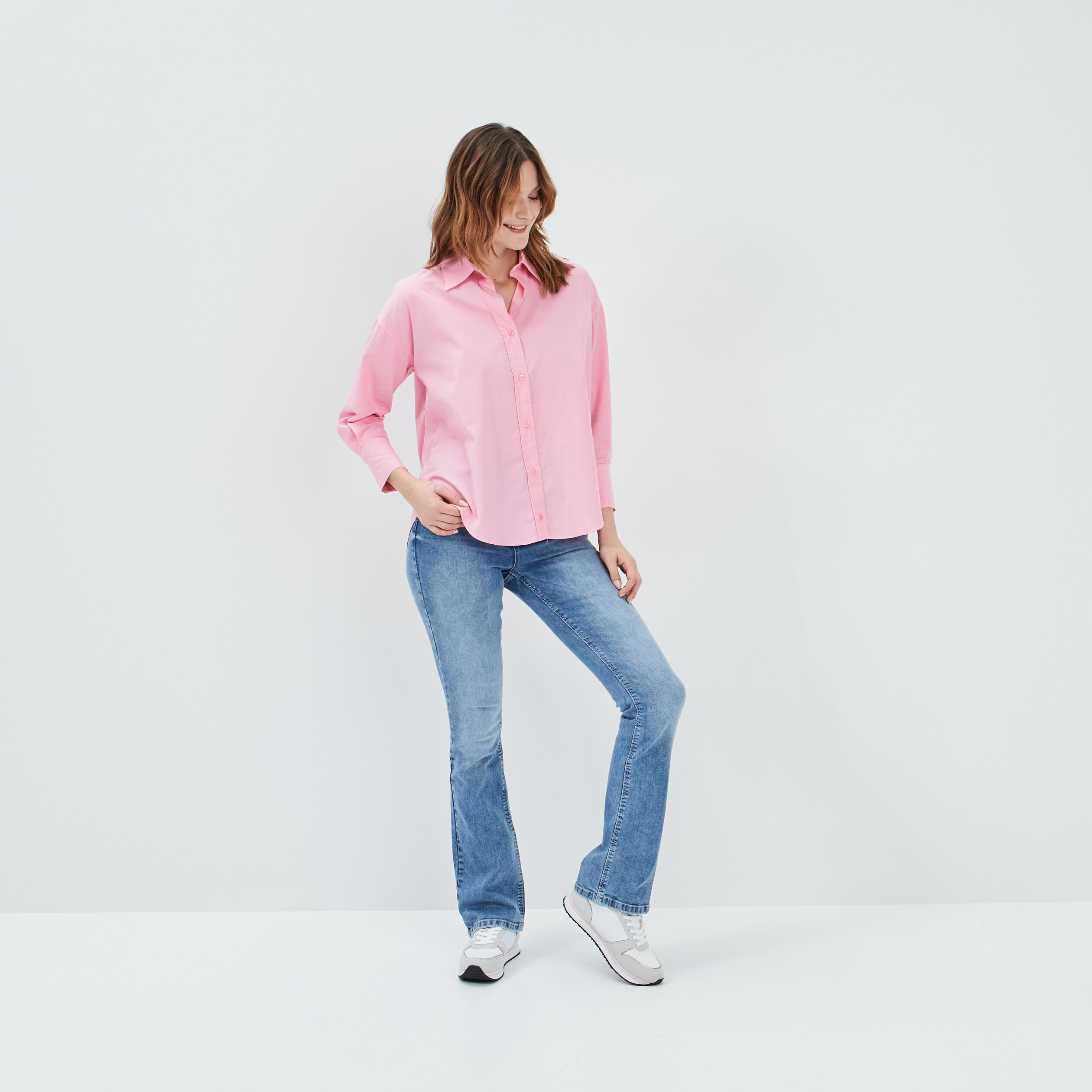 Jeans bootcut taille haute denim double stone femme | La Halle