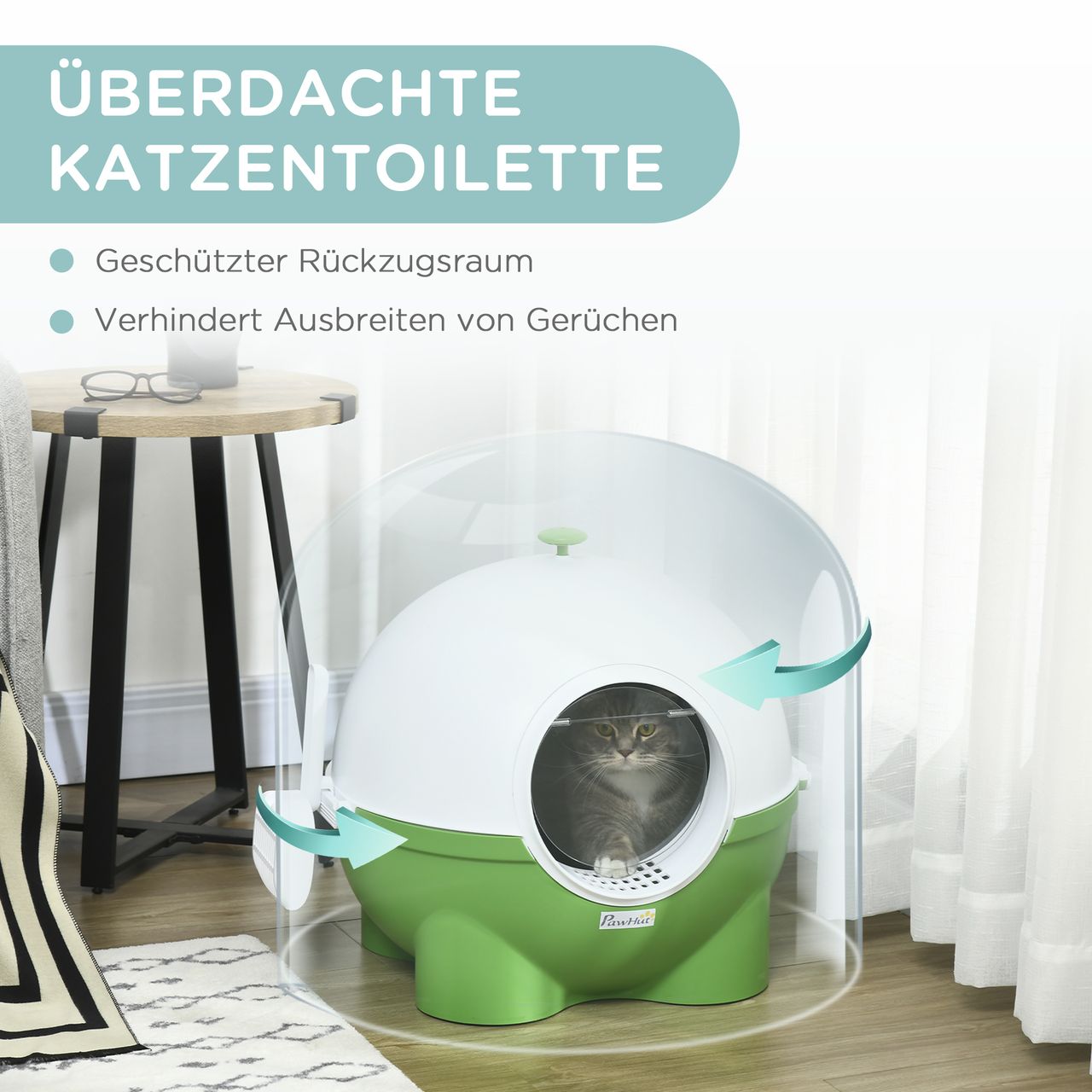 PawHut Katzenklo, Katzentoilette mit Deckel, Schaufel, für Katzen bis 4 kg