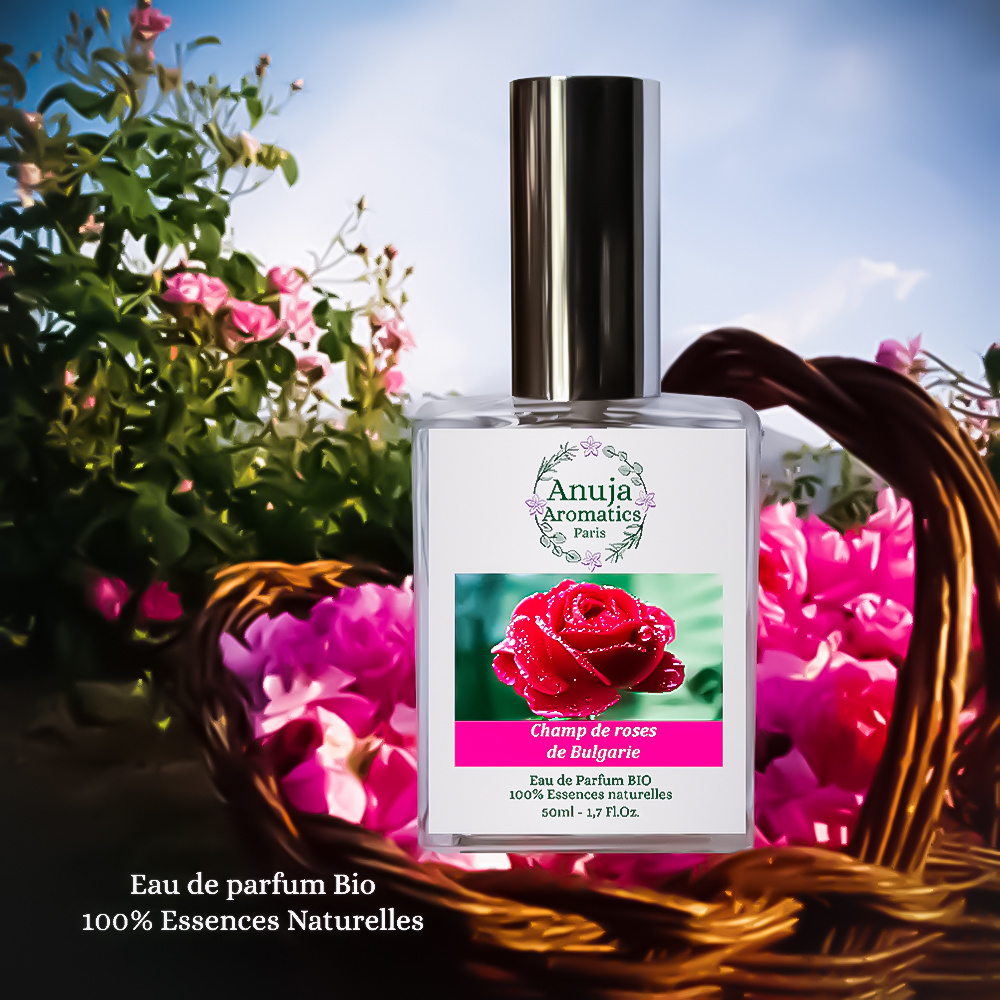 anuja aromatics Champ de Roses de Bulgarie Eau de Parfum Bio aux Essences 100 % Naturelles