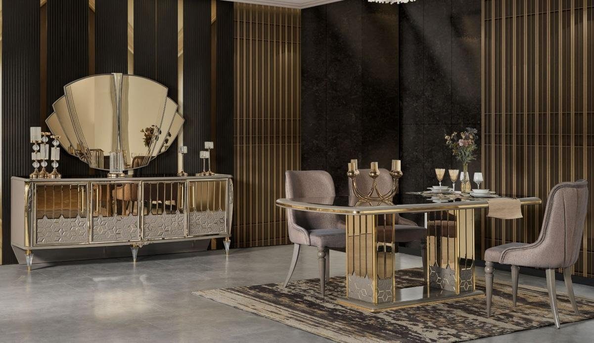 JVmoebel Esszimmer-Set Moderne Essgruppe Garnitur Esszimmer Esstisch Stühle Holz Set 7tlg, (7-St., 1x Tisch + 6x Stühle), Made in Europa