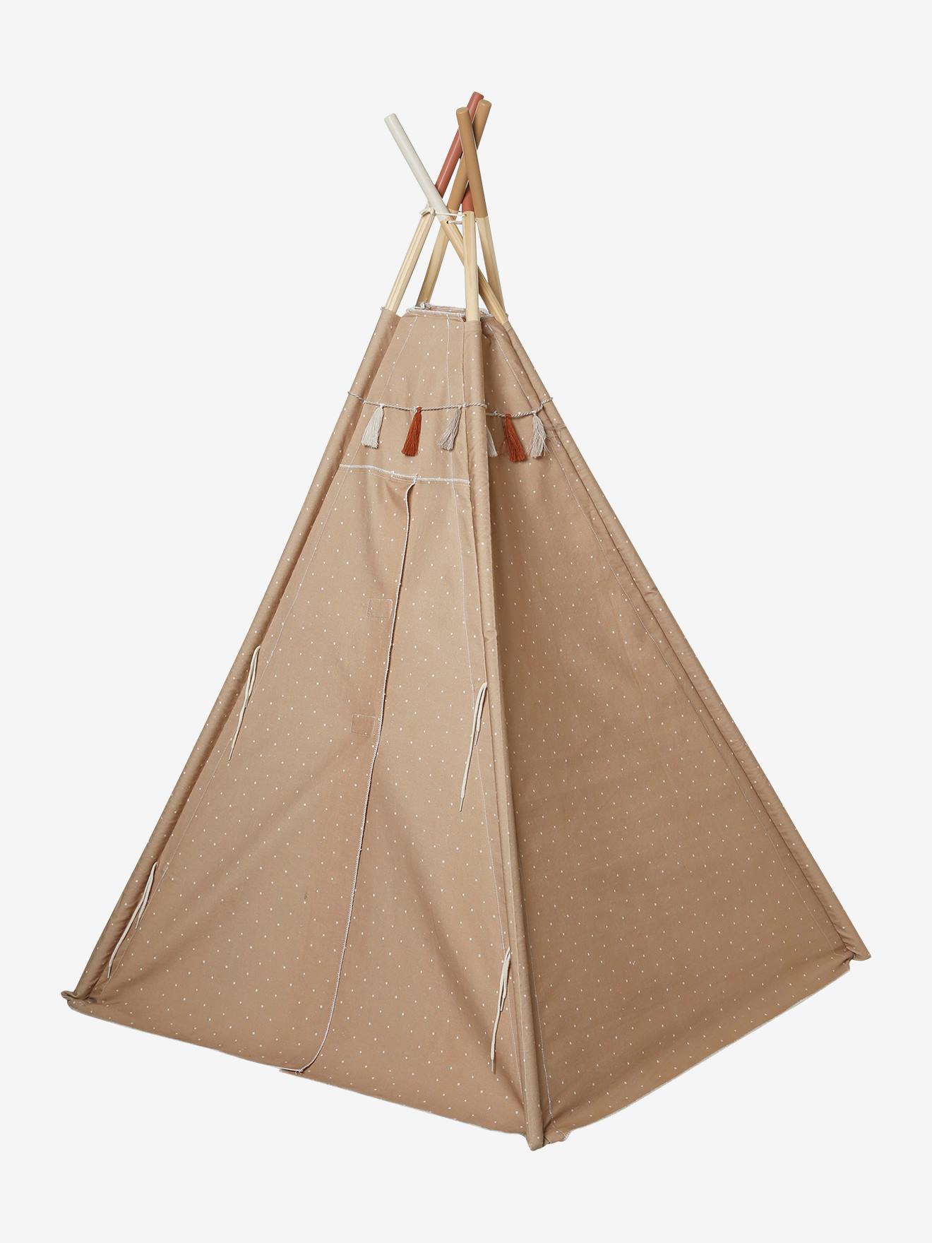 Vertbaudet Kinder Spielzelt GERONIMO, wendbares Tipi mit Holzstangen, FSC - mehrfarbig