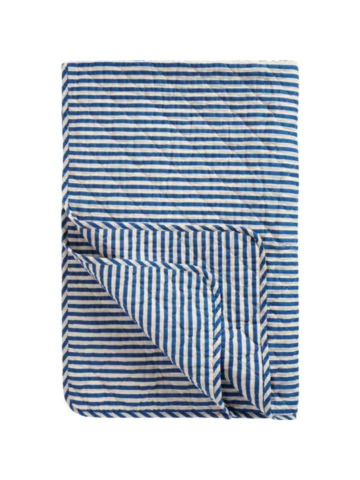 IB Laursen Quilt aus Baumwolle mit Streifen in blau günstig kaufen onesize