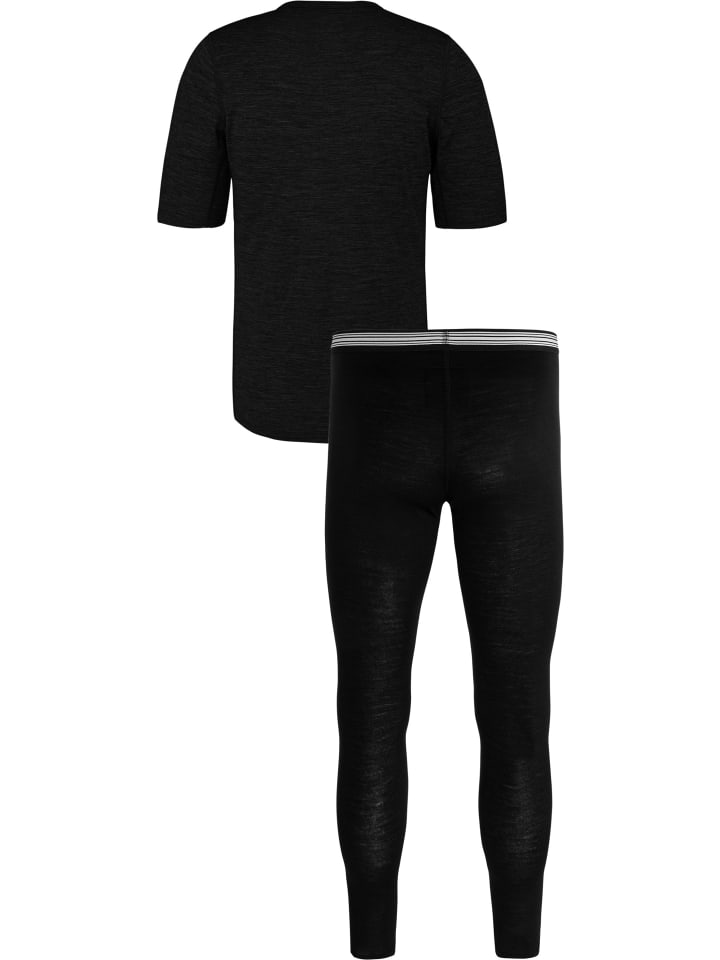 Normani Outdoor Sports Herren Merino-Set T-Shirt und Unterhose in Schwarz günstig kaufen