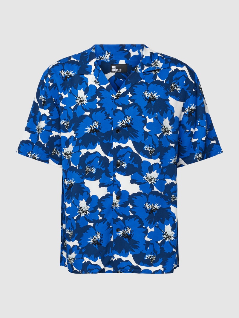 Freizeithemd aus Viskose mit floralem Muster in blau