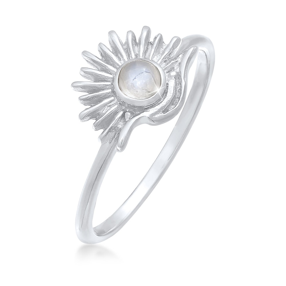 Elli Elli Bague Blogueur Femme Sun Boho Look Trend avec pierre de lune en argent sterl Bague